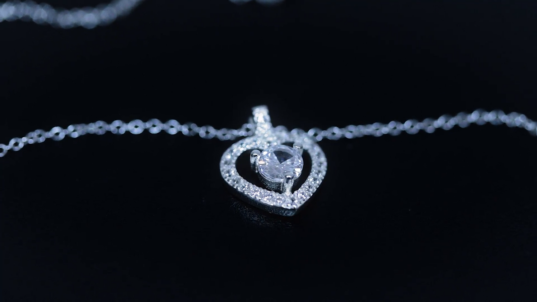 925 Silver Crystal heart necklace