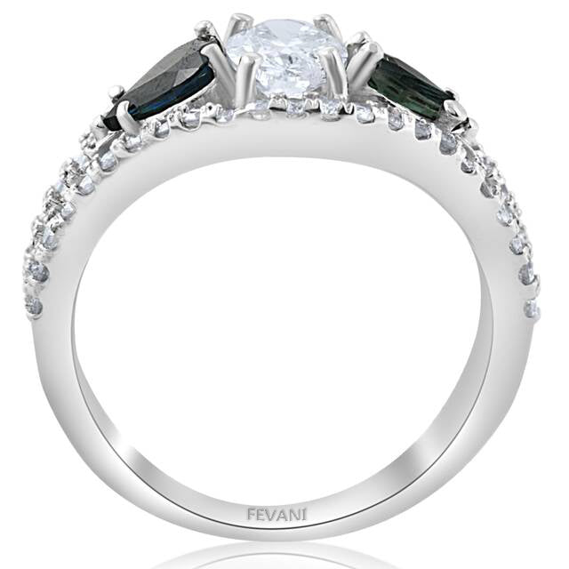 14k White Gold Blue Diamond Sapphire Desyree Engagement Ring