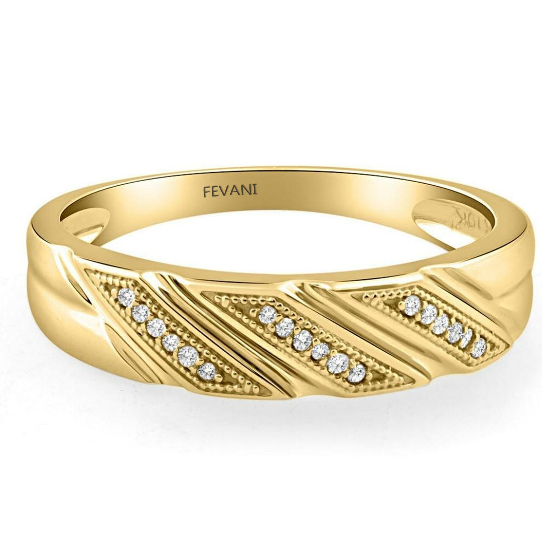 10k Yellow Gold Fleurette Diamond Ring