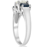 Laden Sie das Bild in den Galerie-Viewer, 14k White Gold 3 Stone Blue Sapphire Diamond Ring