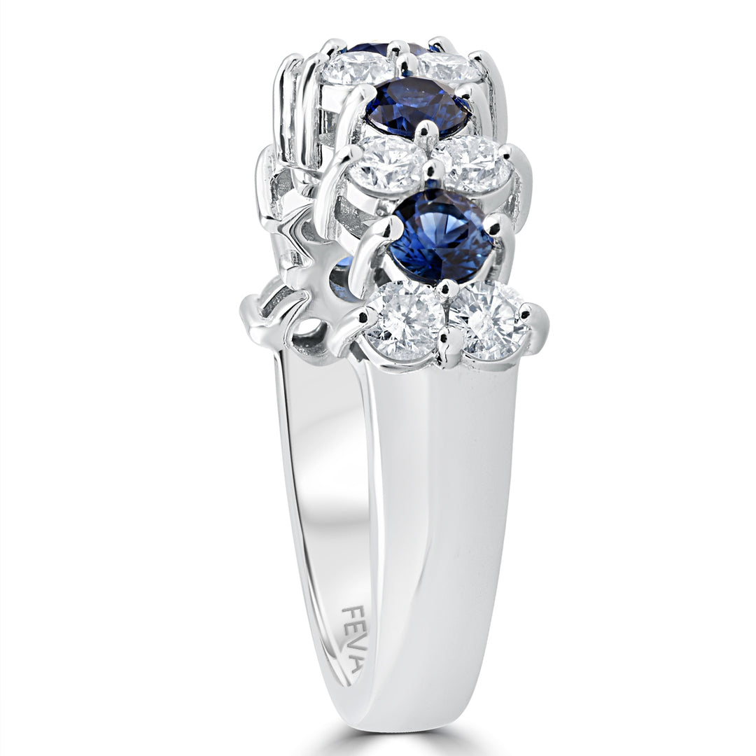 14k White Gold Blue Domanke Diamond Wedding Anniversary Ring