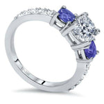 Load image into Gallery viewer, 14k White Gold Diamond Treated Blue Domeineque Engagement Ring