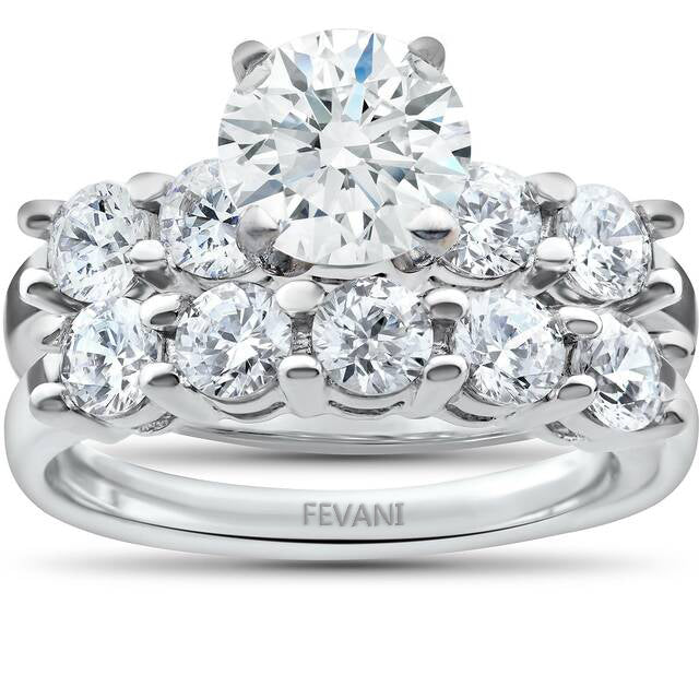 14k White Gold Five Stone Diamond Domineke Engagement Ring