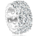 Charger l&#39;image dans la galerie, Bague de mariage Dominga à 3 rangées de diamants en or blanc 10 carats