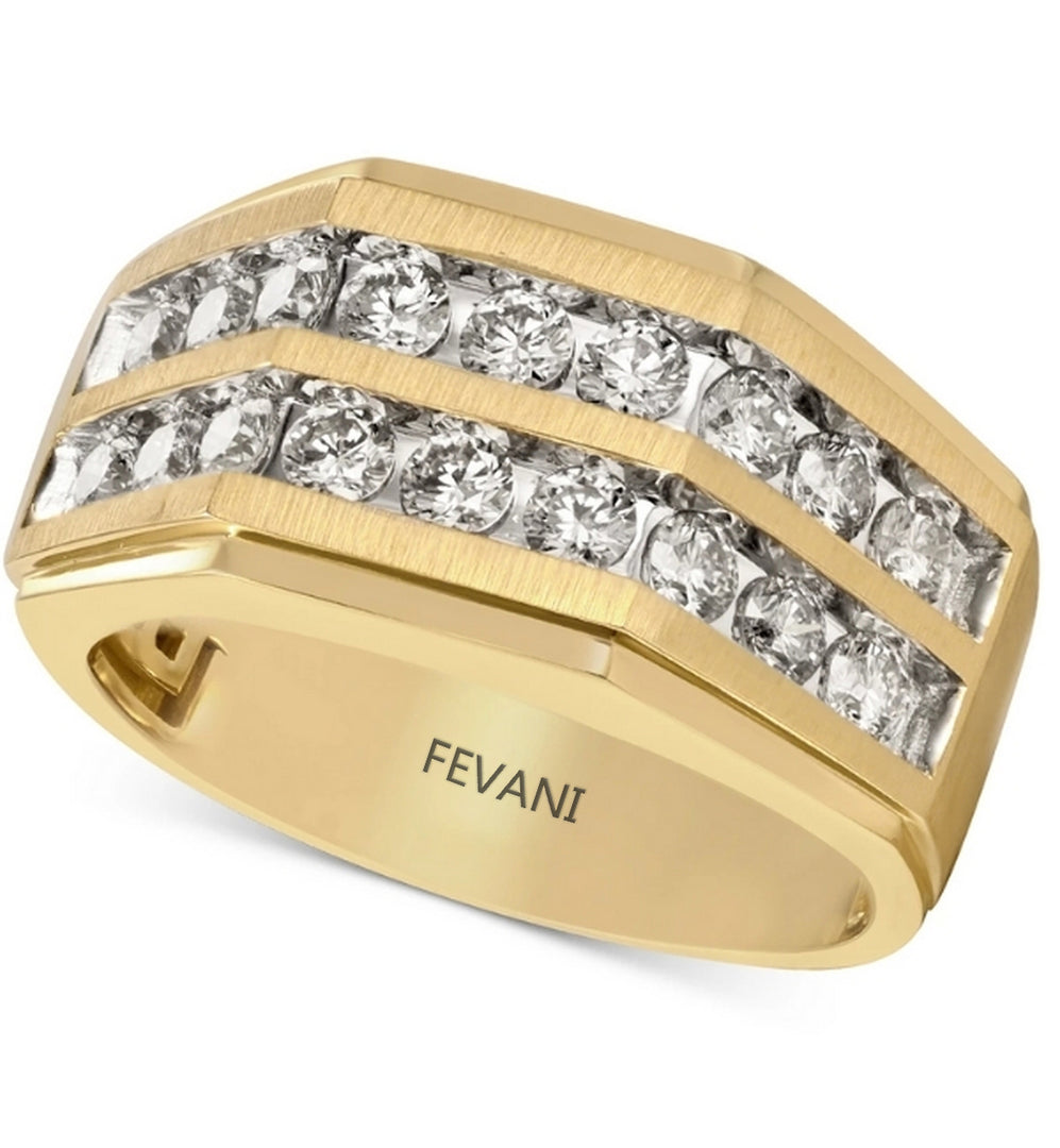 10k Yellow Gold Multi-Row Fleurine Diamond Ring