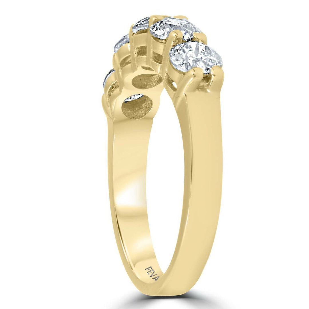 Bague de mariage Antonella en or jaune 14 carats et diamants à cinq pierres