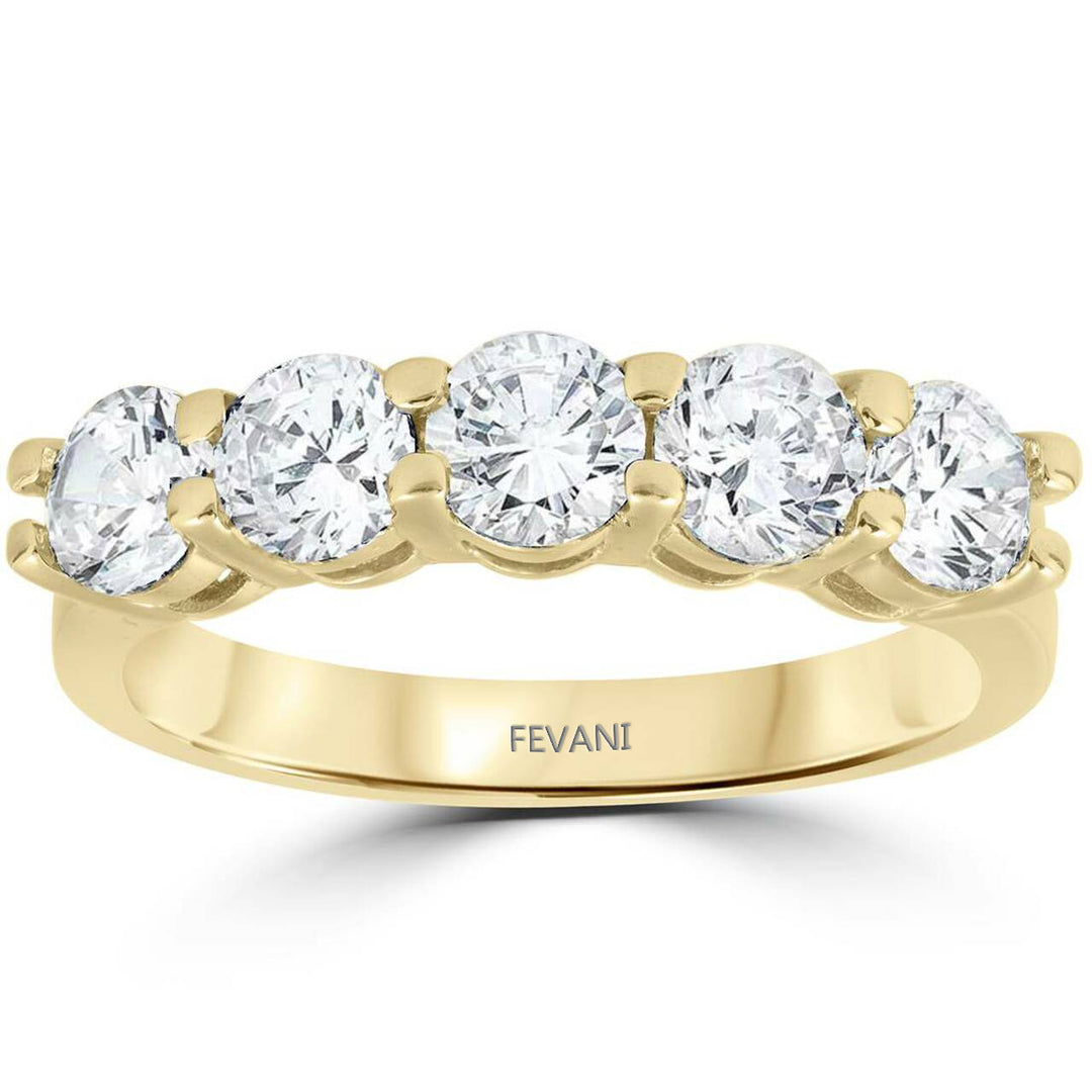 14k Yellow Gold Diamond Five Stone Antonella Wedding Ring