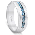 Load image into Gallery viewer, 14k White Gold Gabrieyelle Blue Diamond Wedding Ring
