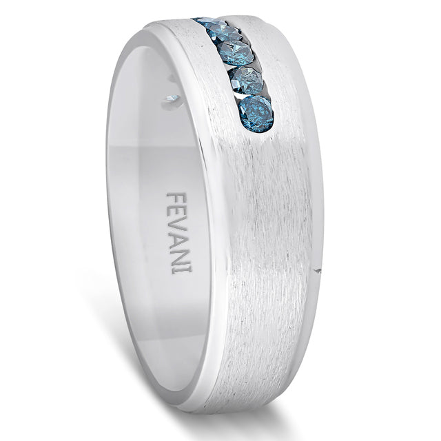14k White Gold Gabrieyelle Blue Diamond Wedding Ring