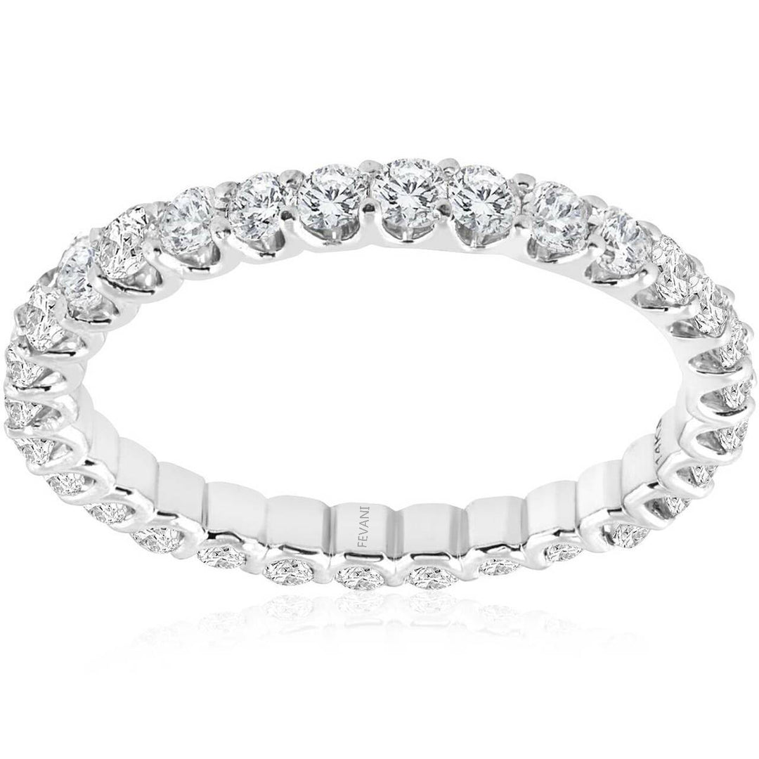 14k White Gold Diamond U Prong Wedding Ring