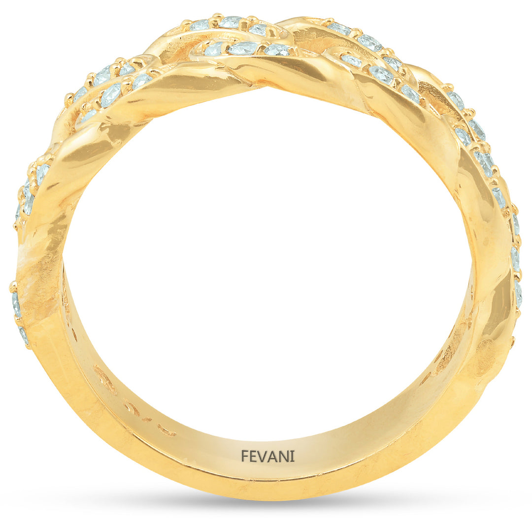 10K Yellow Gold Curb Chain Gabryel Diamond Wedding Ring