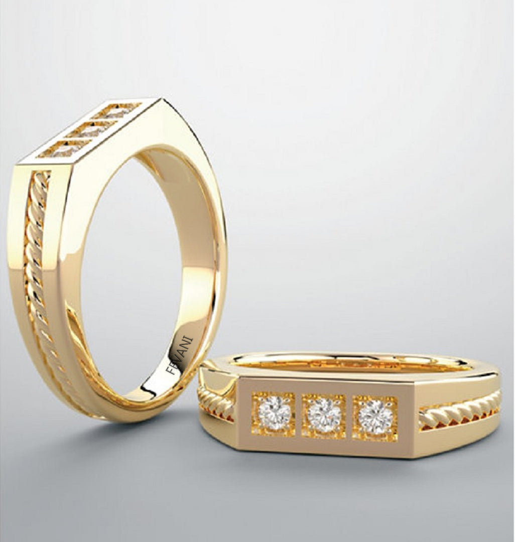 10k Yellow Gold Braided Gena Diamond Wedding Ring