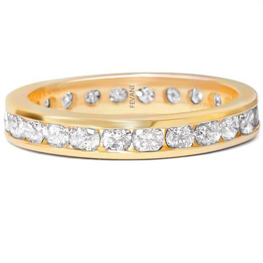 14K Yellow Gold Diamond Channel Eternity Wedding Ring