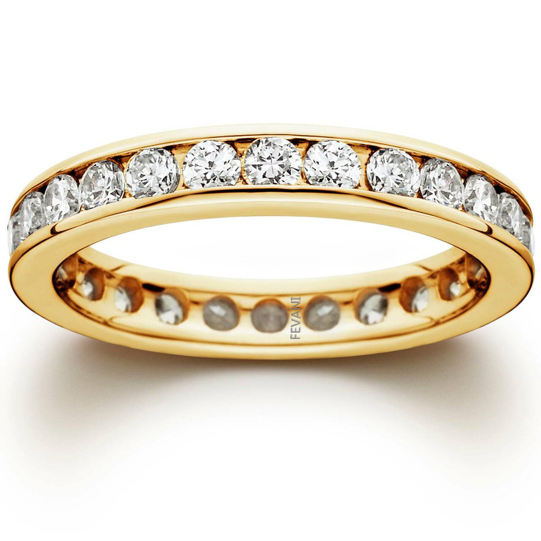 14K Yellow Gold Diamond Channel Eternity Wedding Ring