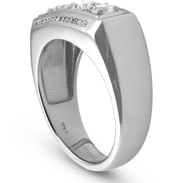 10k White Gold Three Stone Diamond Anniversary Ring