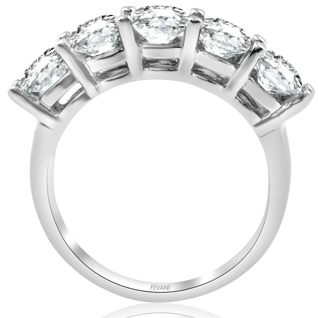 14K White Gold Diamond Five Stone Camiel Wedding Ring