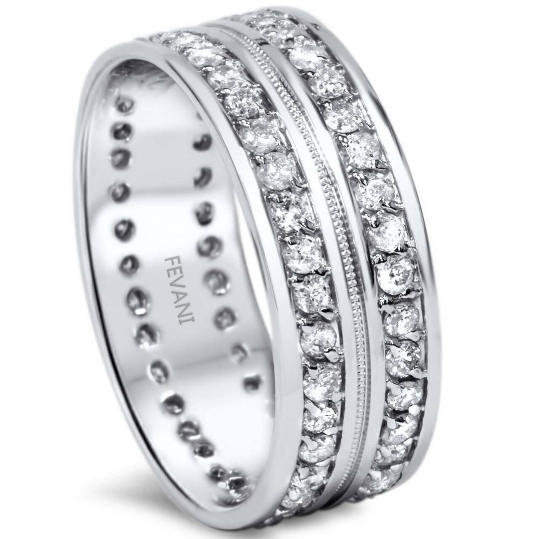 10k White Gold Milgrain Accent Diamond Ring