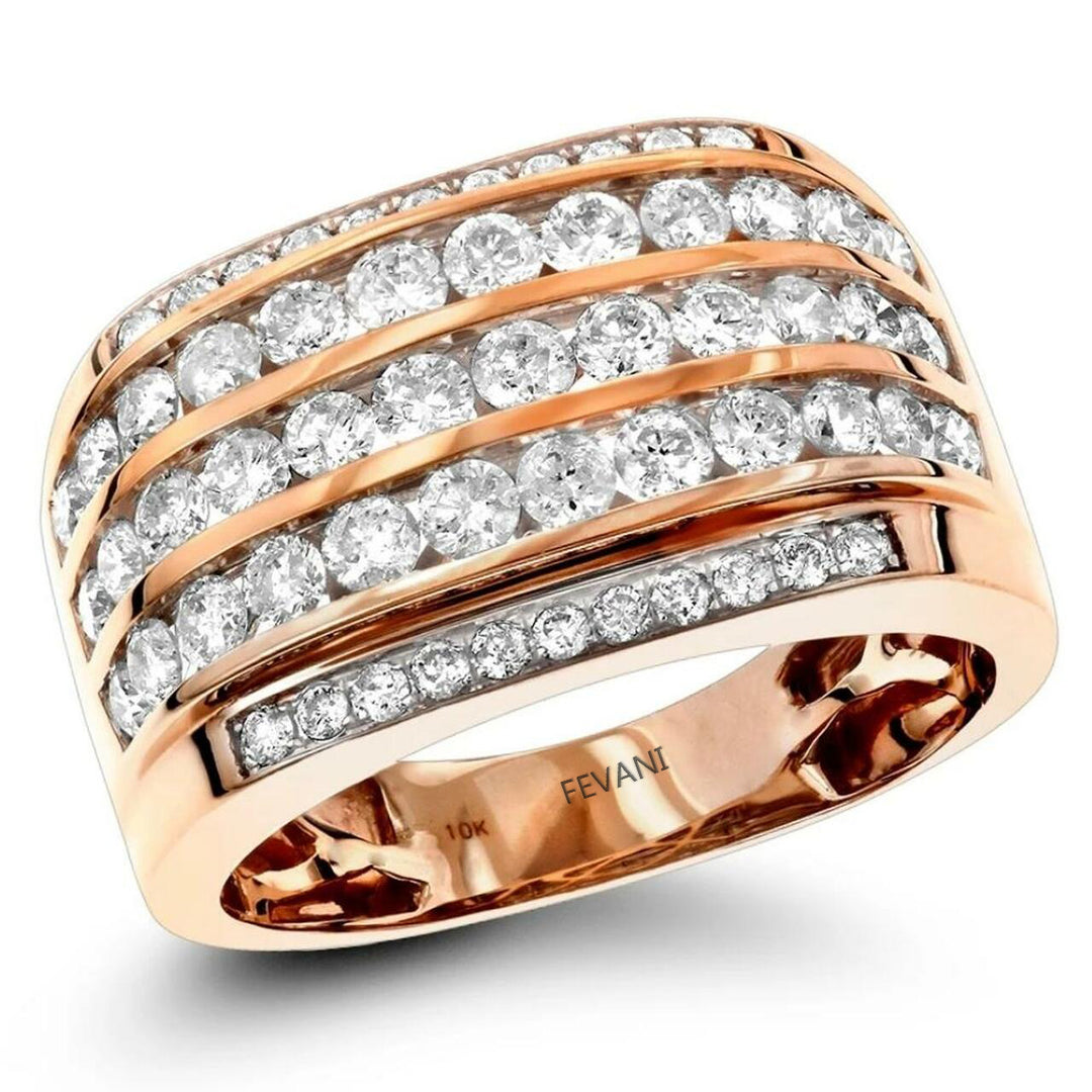 10k Yellow Gold Multi-Row Elan Diamond Ring