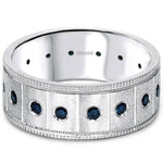 Laden Sie das Bild in den Galerie-Viewer, 14k White Gold Lorrain Blue Diamond Wedding Ring