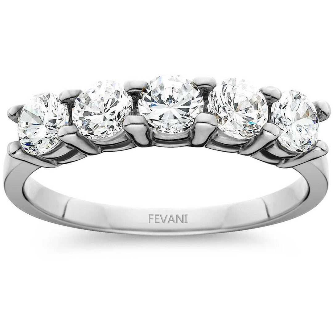 14k White Gold Diamond 5 Stone Wedding Ring