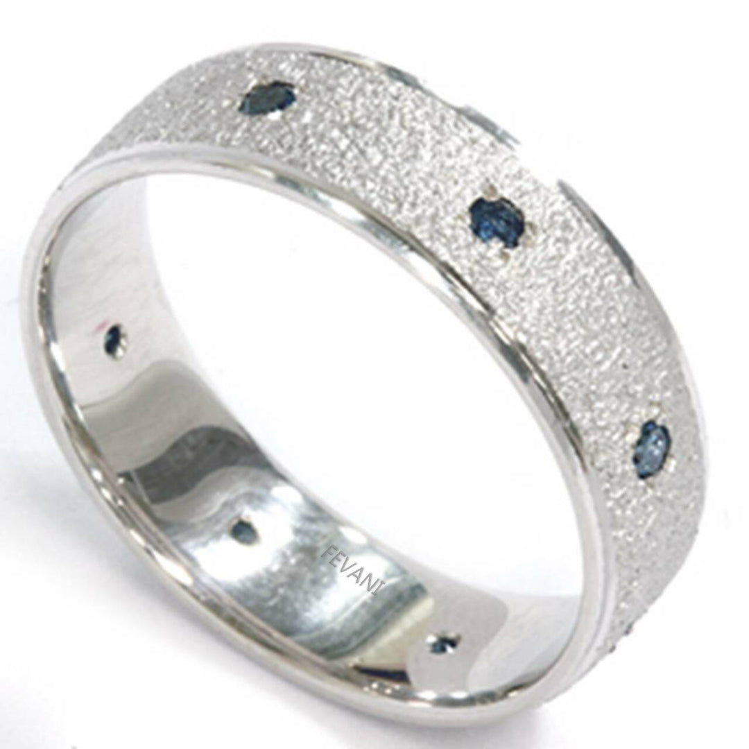 14k White Gold Madaline Blue Diamond Wedding Ring
