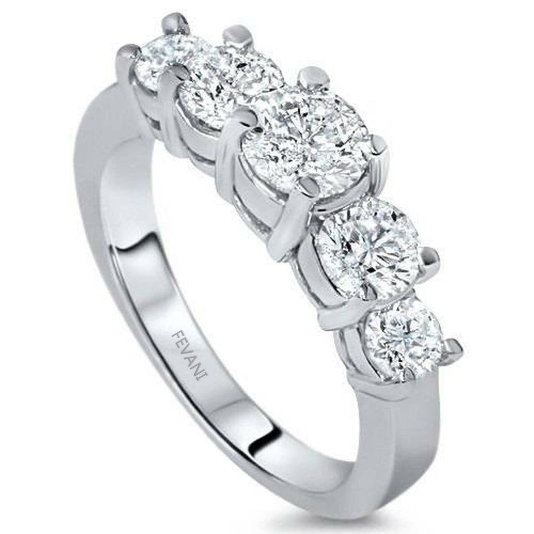 14K White Gold 5-Stone Diamond Claireen Anniversary Ring