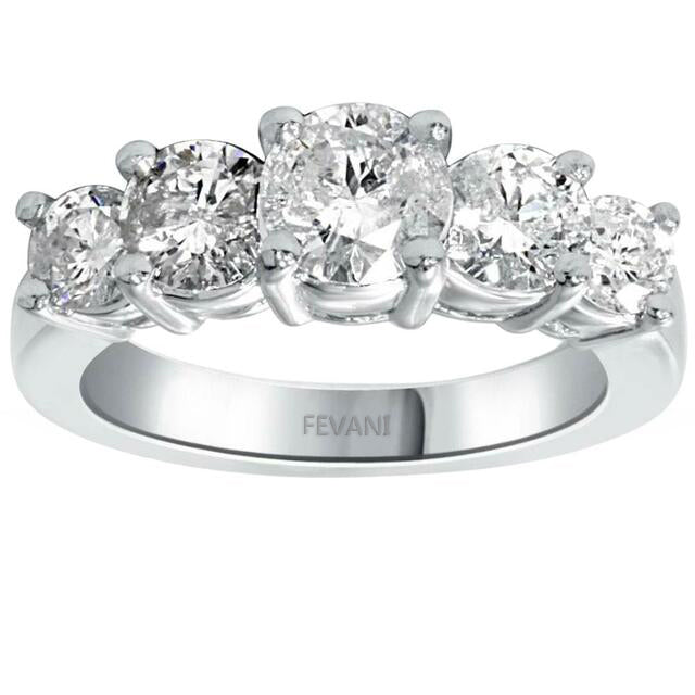 14K White Gold 5-Stone Diamond Claireen Anniversary Ring