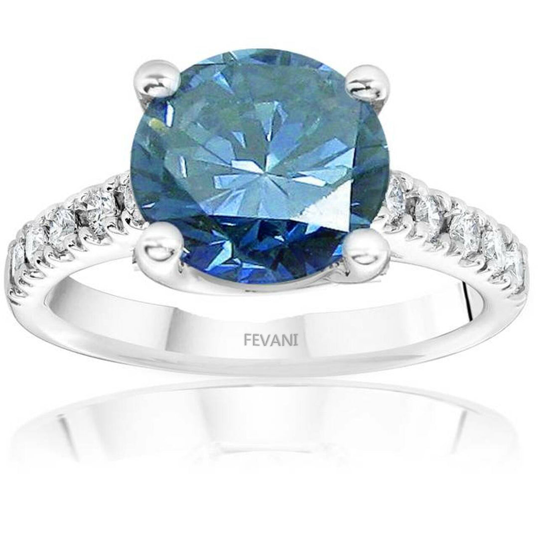 14K White Gold Blue & White Diamond Korina Engagement Ring