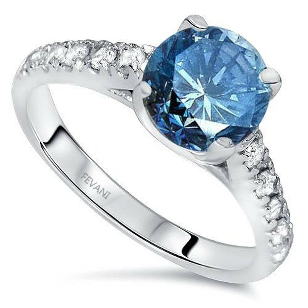 14K White Gold Blue & White Diamond Korina Engagement Ring