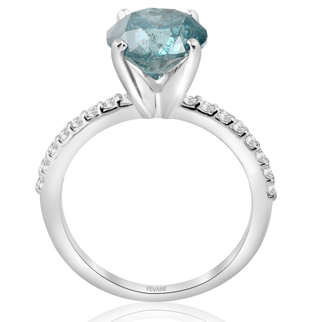 14K White Gold Blue Diamond Clem Engagement Ring