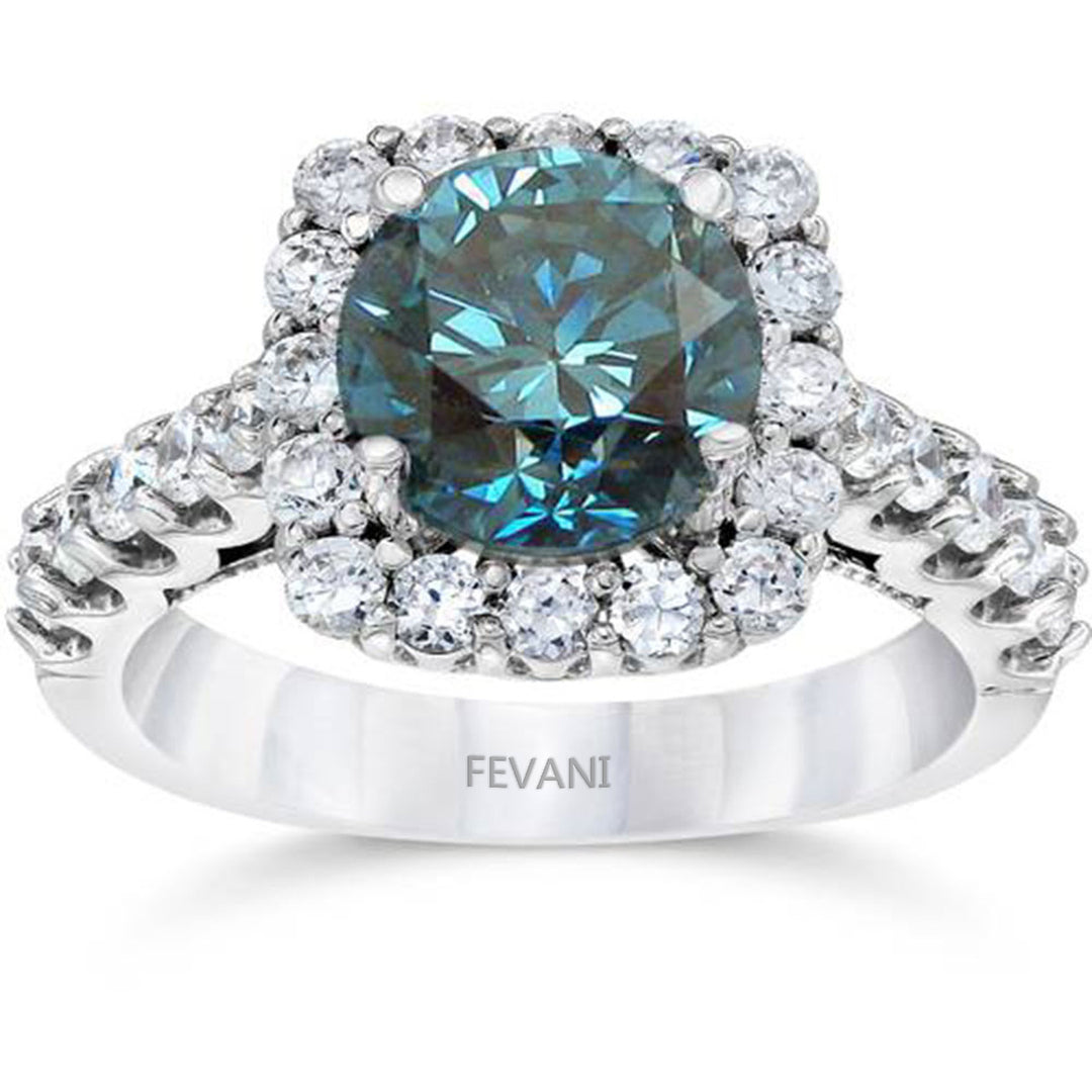 Bague de fiançailles Korina en or blanc 14 carats et diamants bleus