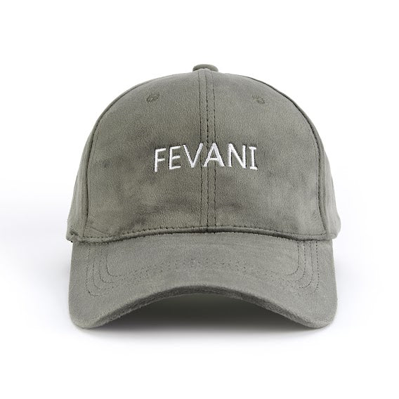 Fevani Baseball Cap in Velour Gray/ White