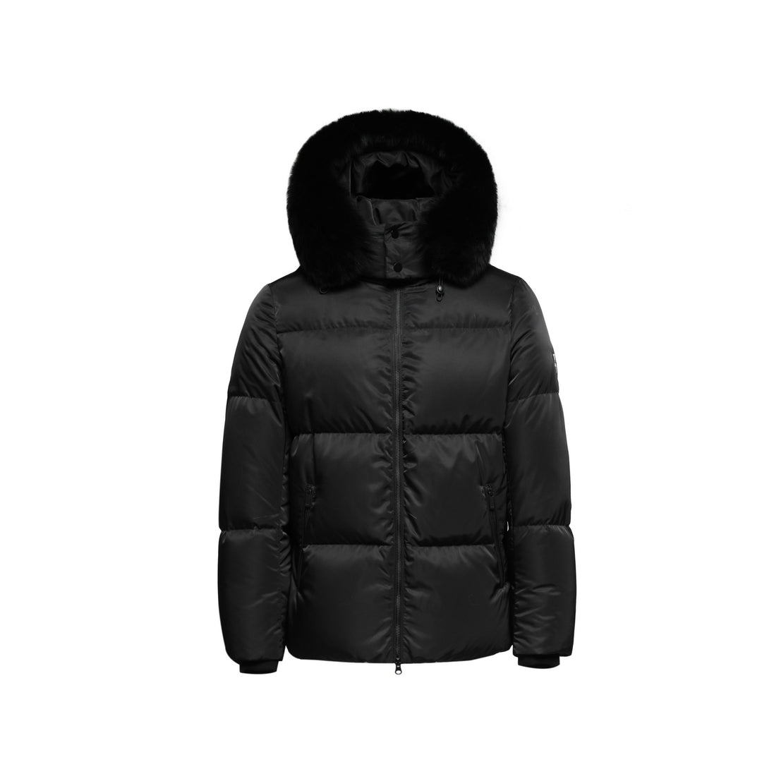 Manteau d'hiver Arctic Emperor pour hommes en noir - (garniture en renard noir)