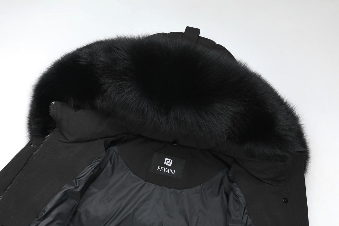 Women's  Nordic Queen Parka Coat - (Black Fox Trim)