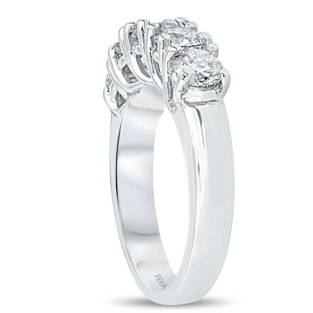 14k White Gold Diamond 5 Stone Conique' Wedding Ring