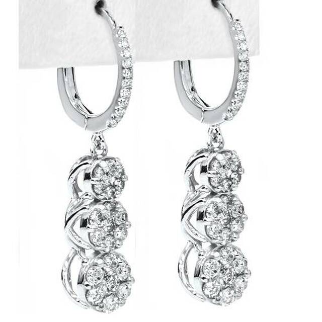 14K White Gold Viola Diamond Earrings & Hoop