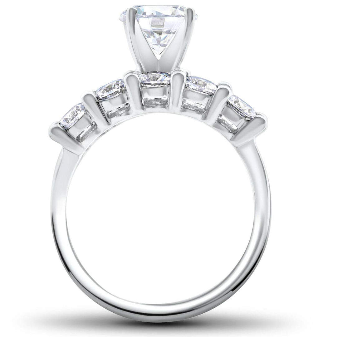14k White Gold Five Stone Diamond Domineke Engagement Ring