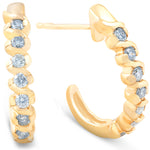 Ladda upp bild till gallerivisning, 14K Yellow Gold Viola Diamond Hoop Earrings