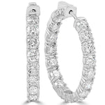 Load image into Gallery viewer, 14K White Gold Viola Inside Outside Vault Lock Hoops