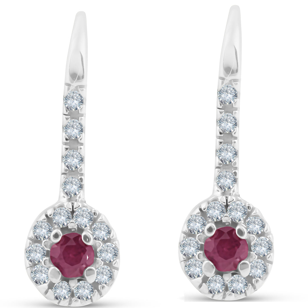 14K White Gold Saldaña Ruby & Diamond Earrings