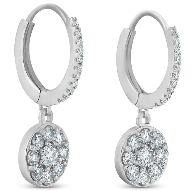 Boucles d'oreilles et créoles en or blanc 18 carats avec diamants Viola