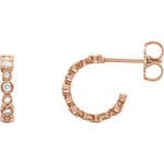 Load image into Gallery viewer, 14k Rose Gold Violeine Dangle Diamond Hoops