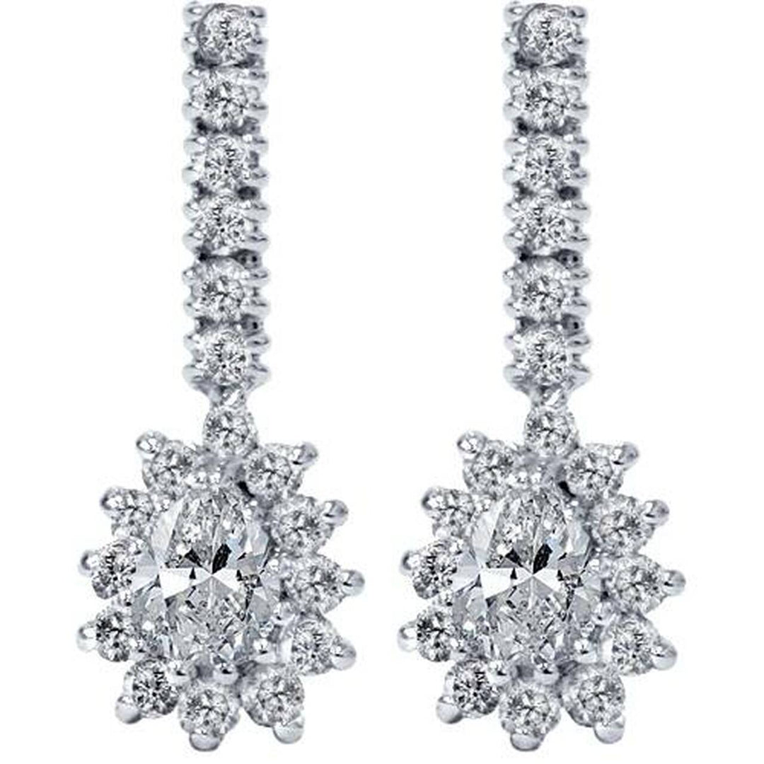 14K White Gold Saldaña Diamond Halo Earrings