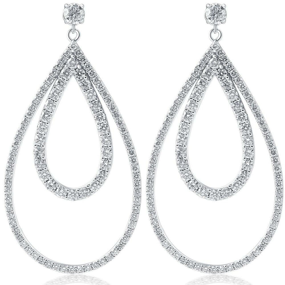10k White Gold Violeine Diamond Pear Earrings