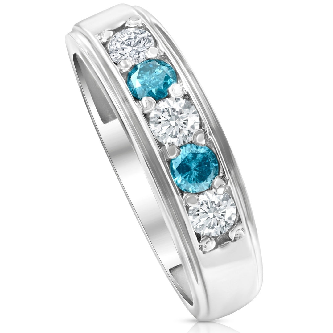 10k White Gold Blue & White Franceen Diamond Anniversary Ring